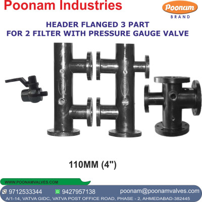 HEADER FLANGED 3 PART FOR 2 FILLTER, PRESSURE GAUGE VALVE
